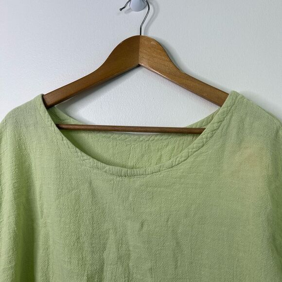 Oh My Gauze NWT Olga Top Size 2 Green Textured Cotton Boxy Oversized Boho Lagom - Picture 2 of 12